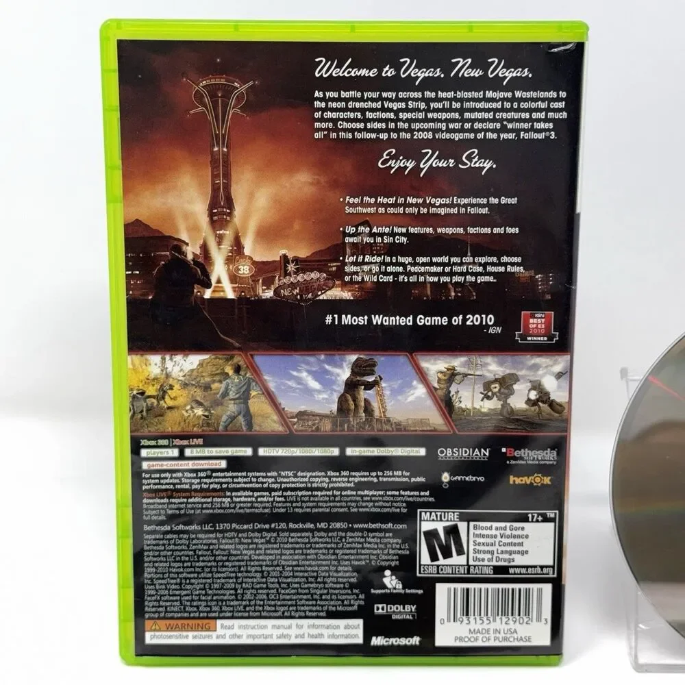 Fallout New Vegas Microsoft Xbox 360 2010 Complete CIB Refurbished Tested